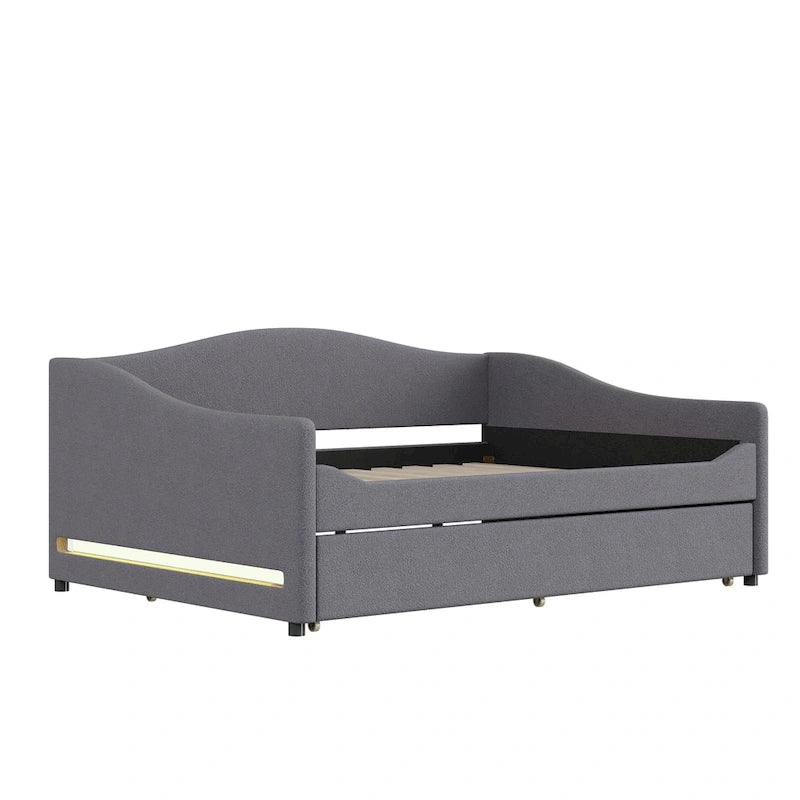 Lit de Repos en Polaire Teddy avec Lit Gigogne et Lumières LED - Grand Lit