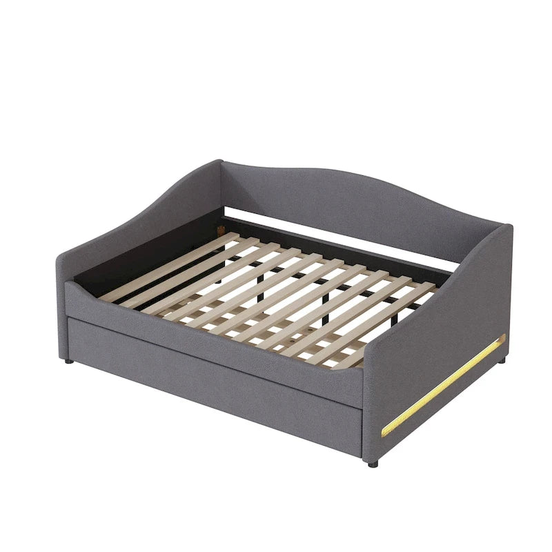 Lit de Repos en Polaire Teddy avec Lit Gigogne et Lumières LED - Grand Lit