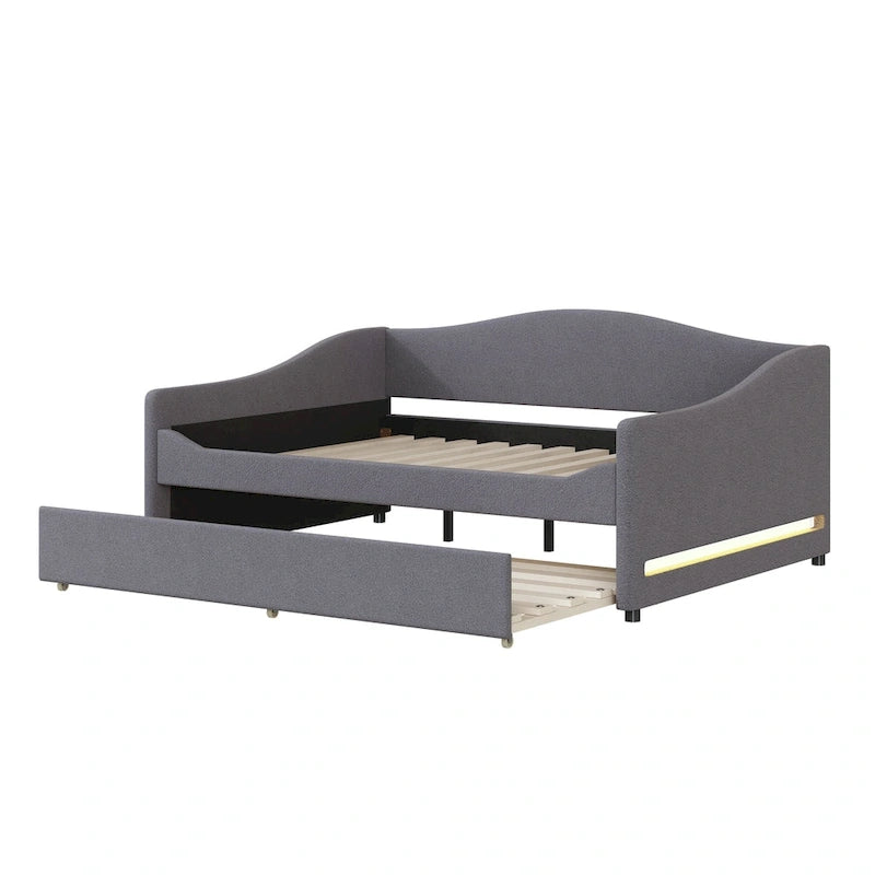 Lit de Repos en Polaire Teddy avec Lit Gigogne et Lumières LED - Grand Lit