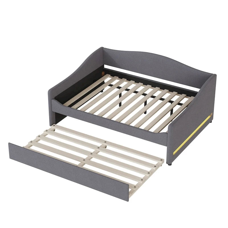 Lit de Repos en Polaire Teddy avec Lit Gigogne et Lumières LED - Grand Lit