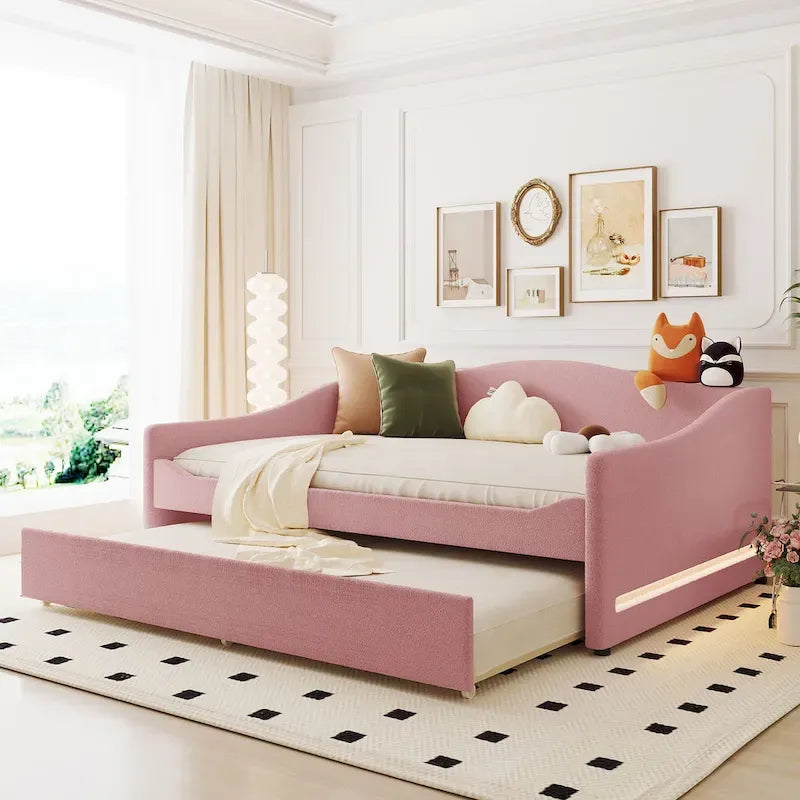 Lit de Repos en Polaire Teddy avec Lit Gigogne et Lumières LED - Grand Lit