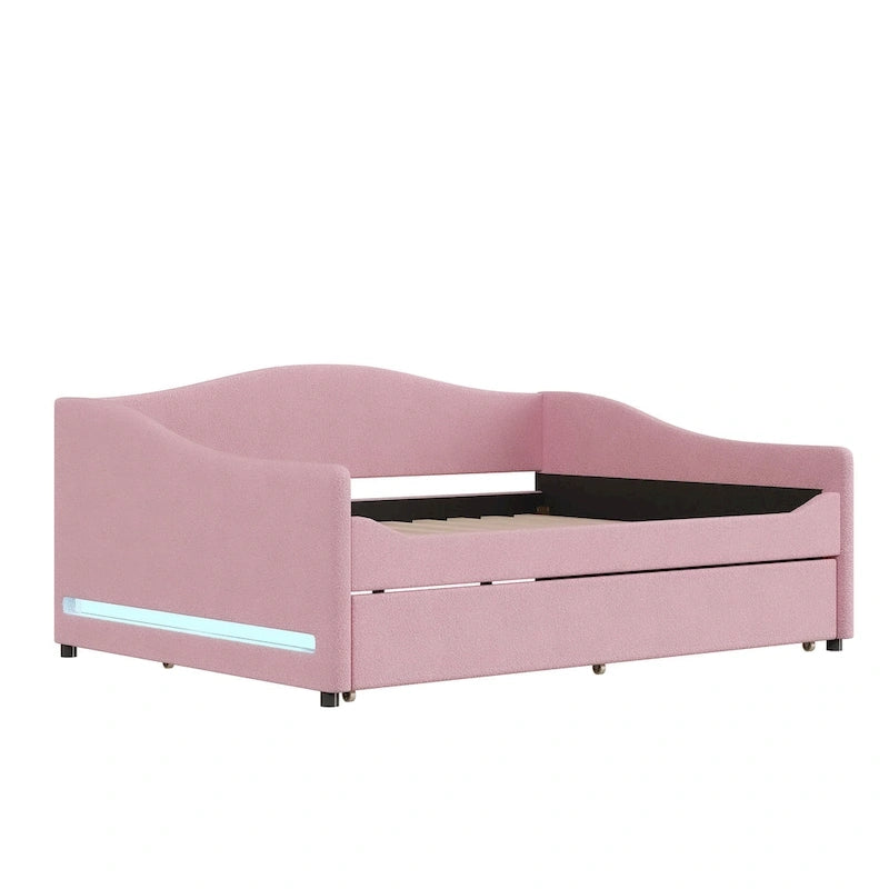 Lit de Repos en Polaire Teddy avec Lit Gigogne et Lumières LED - Grand Lit