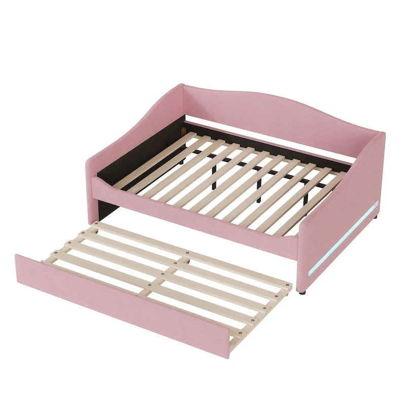 Lit de Repos en Polaire Teddy avec Lit Gigogne et Lumières LED - Grand Lit