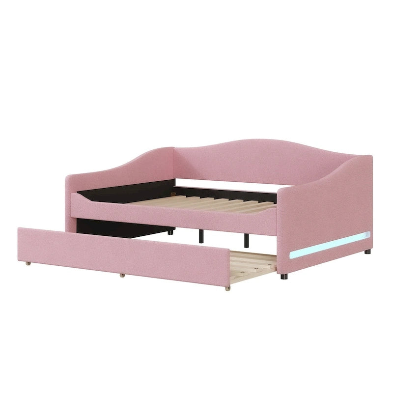 Lit de Repos en Polaire Teddy avec Lit Gigogne et Lumières LED - Grand Lit