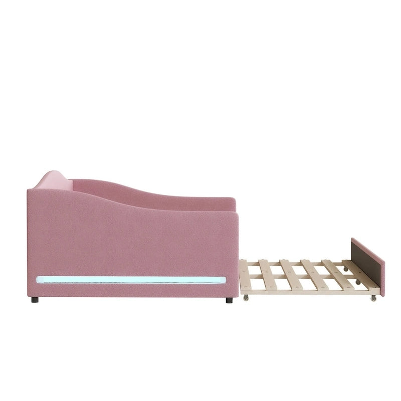 Lit de Repos en Polaire Teddy avec Lit Gigogne et Lumières LED - Grand Lit