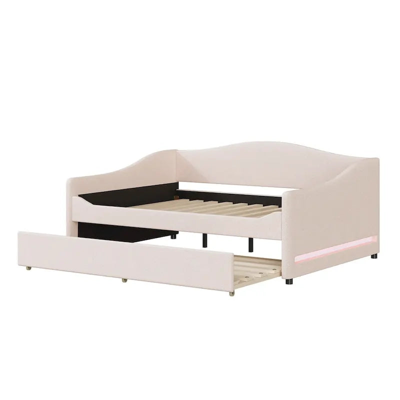 Lit de Repos en Polaire Teddy avec Lit Gigogne et Lumières LED - Grand Lit