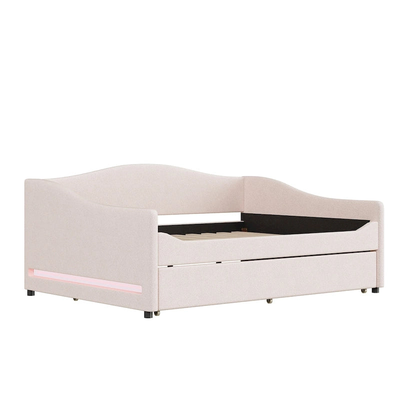 Lit de Repos en Polaire Teddy avec Lit Gigogne et Lumières LED - Grand Lit
