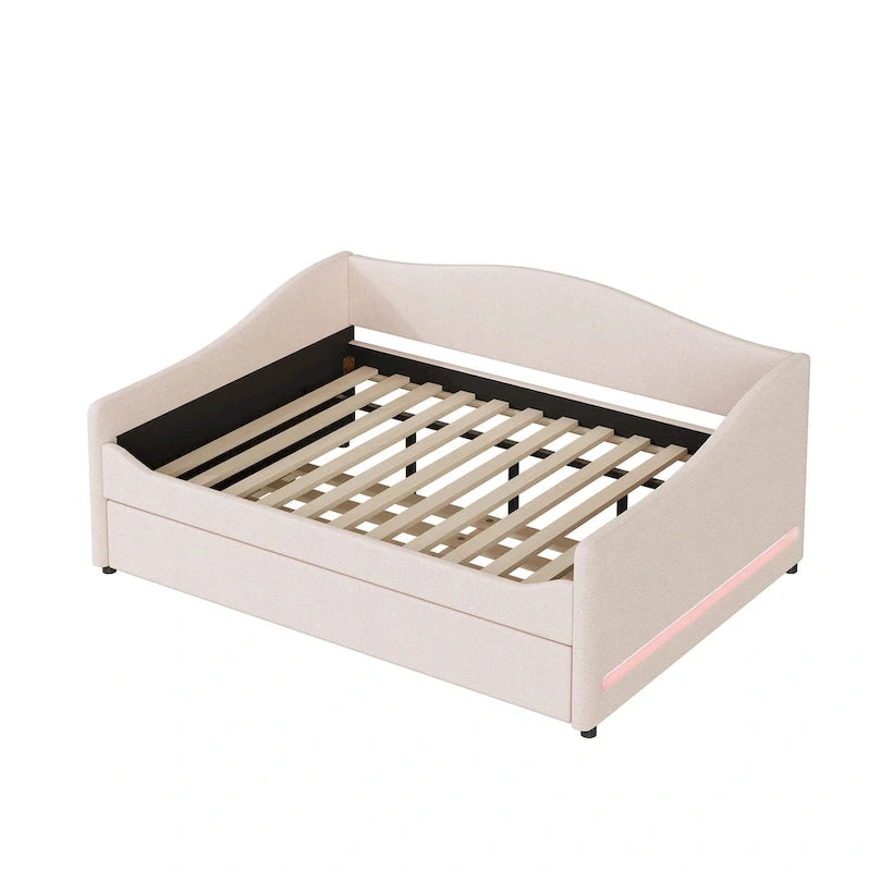 Lit de Repos en Polaire Teddy avec Lit Gigogne et Lumières LED - Grand Lit