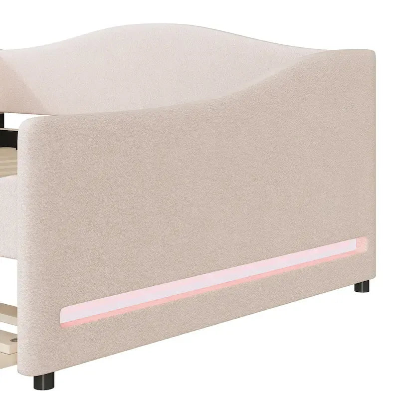 Lit de Repos en Polaire Teddy avec Lit Gigogne et Lumières LED - Grand Lit