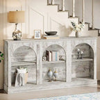 Table console de ferme de 160 cm avec 3 niveaux de rangement pour entrée, salon - 30 cm P x 160 cm L x 80 cm H