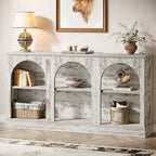 Table console de ferme de 160 cm avec 3 niveaux de rangement pour entrée, salon - 30 cm P x 160 cm L x 80 cm H