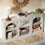Table console de ferme de 160 cm avec 3 niveaux de rangement pour entrée, salon - 30 cm P x 160 cm L x 80 cm H