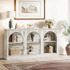 Table console de ferme de 160 cm avec 3 niveaux de rangement pour entrée, salon - 30 cm P x 160 cm L x 80 cm H