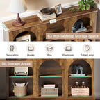 Table console de ferme de 160 cm avec 3 niveaux de rangement pour entrée, salon - 30 cm P x 160 cm L x 80 cm H