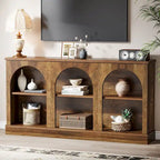Table console de ferme de 160 cm avec 3 niveaux de rangement pour entrée, salon - 30 cm P x 160 cm L x 80 cm H