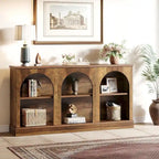 Table console de ferme de 160 cm avec 3 niveaux de rangement pour entrée, salon - 30 cm P x 160 cm L x 80 cm H