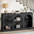 Table console de ferme de 160 cm avec 3 niveaux de rangement pour entrée, salon - 30 cm P x 160 cm L x 80 cm H