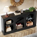 Table console de ferme de 160 cm avec 3 niveaux de rangement pour entrée, salon - 30 cm P x 160 cm L x 80 cm H