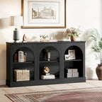 Table console de ferme de 160 cm avec 3 niveaux de rangement pour entrée, salon - 30 cm P x 160 cm L x 80 cm H