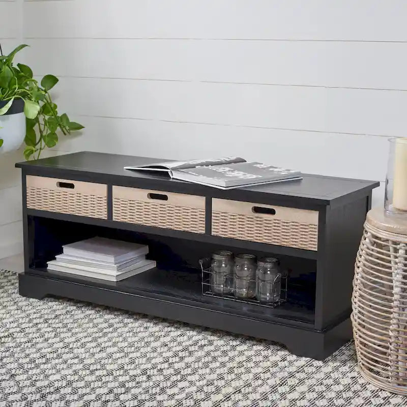 Banc de rangement à 3 tiroirs au design classique et contemporain - 47L x 15P x 19H