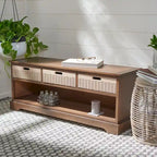 Banc de rangement à 3 tiroirs au design classique et contemporain - 47L x 15P x 19H