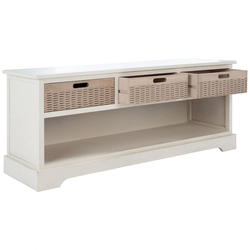 Banc de rangement à 3 tiroirs au design classique et contemporain - 47L x 15P x 19H