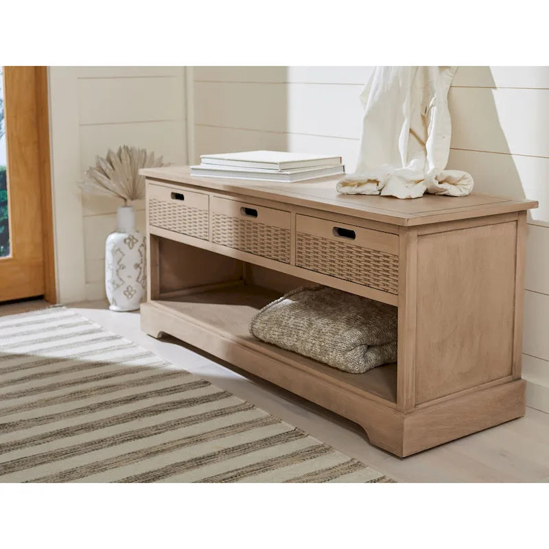Banc de rangement à 3 tiroirs au design classique et contemporain - 47L x 15P x 19H