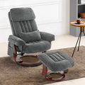 Fauteuil inclinable pivotant à 360° avec pouf et massage par vibration - Tissu chenille