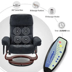 Fauteuil inclinable pivotant à 360° avec pouf et massage par vibration - Tissu chenille