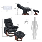 Fauteuil inclinable pivotant à 360° avec pouf et massage par vibration - Tissu chenille
