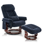 Fauteuil inclinable pivotant à 360° avec pouf et massage par vibration - Tissu chenille