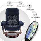Fauteuil inclinable pivotant à 360° avec pouf et massage par vibration - Tissu chenille