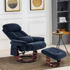 Fauteuil inclinable pivotant à 360° avec pouf et massage par vibration - Tissu chenille
