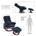 Fauteuil inclinable pivotant à 360° avec pouf et massage par vibration - Tissu chenille