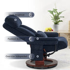 Fauteuil inclinable pivotant à 360° avec pouf et massage par vibration - Tissu chenille