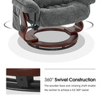 Fauteuil inclinable pivotant à 360° avec pouf et massage par vibration - Tissu chenille