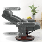 Fauteuil inclinable pivotant à 360° avec pouf et massage par vibration - Tissu chenille
