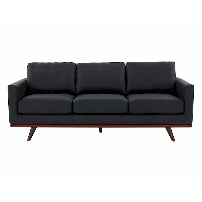 Canapé 3 places en cuir Chester avec base en bois de bouleau, canapé de salon moderne avec coussins amovibles - 83