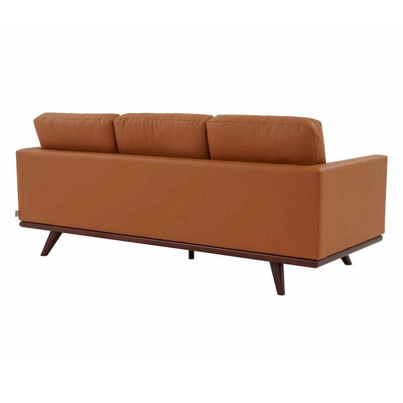 Canapé 3 places en cuir Chester avec base en bois de bouleau, canapé de salon moderne avec coussins amovibles - 83