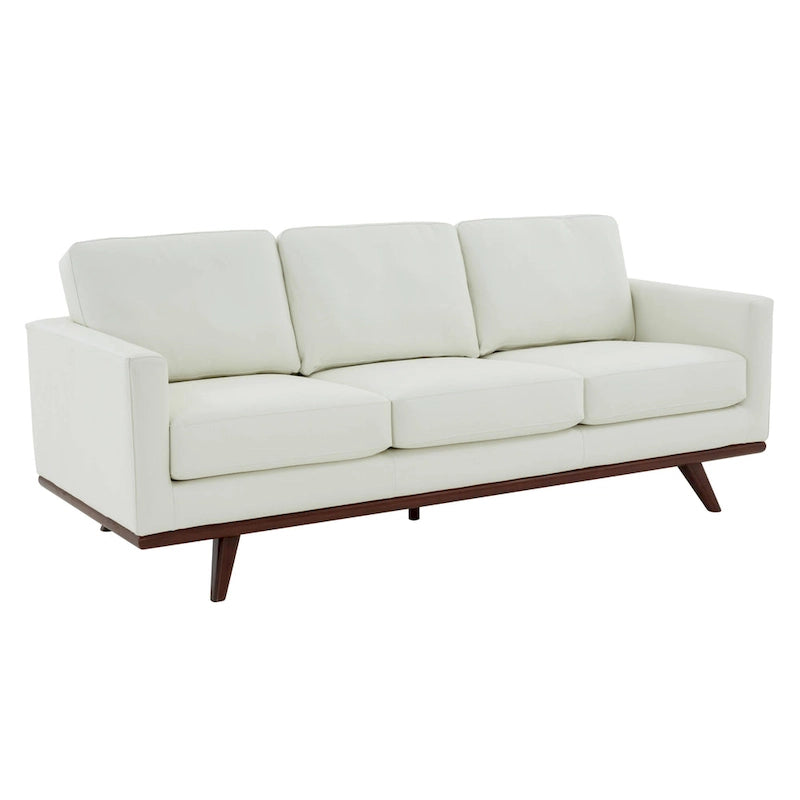 Canapé 3 places en cuir Chester avec base en bois de bouleau, canapé de salon moderne avec coussins amovibles - 83