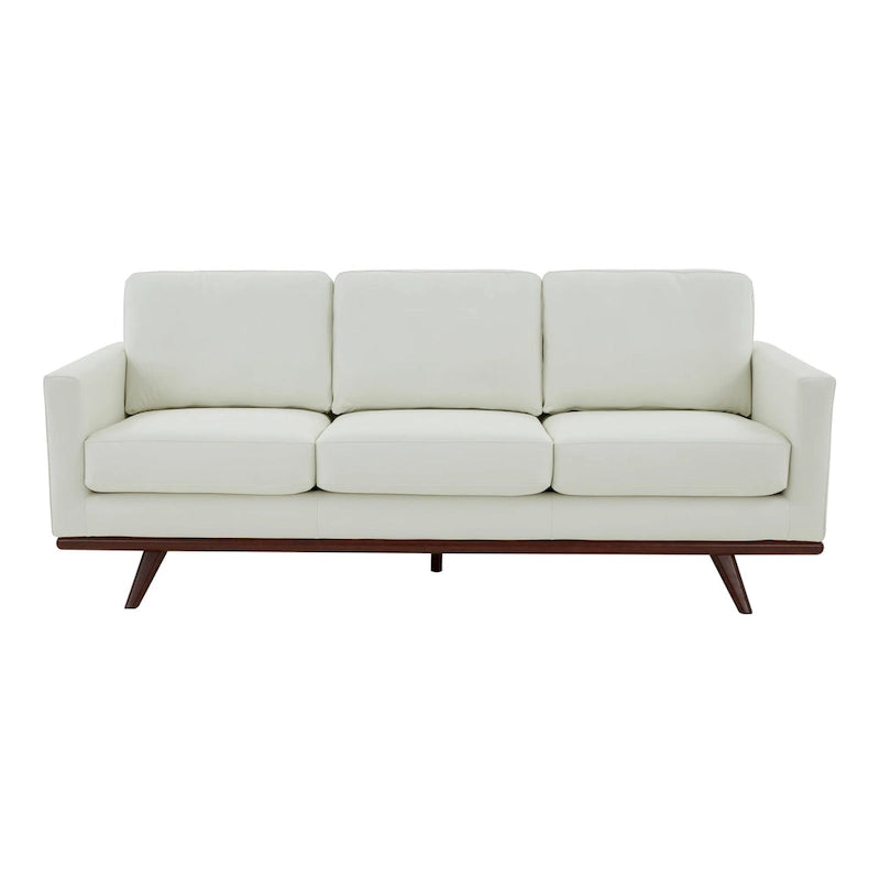 Canapé 3 places en cuir Chester avec base en bois de bouleau, canapé de salon moderne avec coussins amovibles - 83