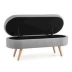 Banc de rangement ottoman ovale, pieds en bois d'hévéa