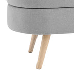 Banc de rangement ottoman ovale, pieds en bois d'hévéa