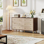 Commode à 6 tiroirs avec pieds en métal pour chambre à coucher, salon, entrée