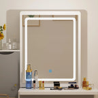 Coiffeuse de Maquillage 4 Tiroirs avec Miroir Lumineux LED