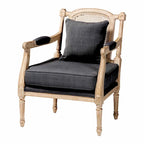 Fauteuil en bois rembourré en tissu de style provincial français Clemence