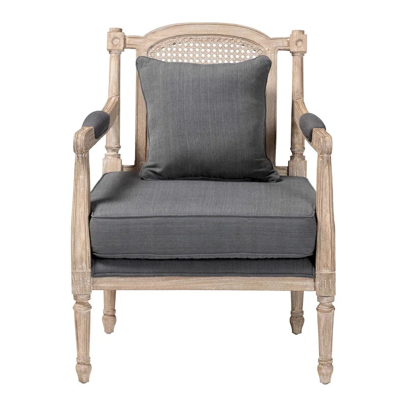 Fauteuil en bois rembourré en tissu de style provincial français Clemence