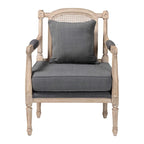 Fauteuil en bois rembourré en tissu de style provincial français Clemence