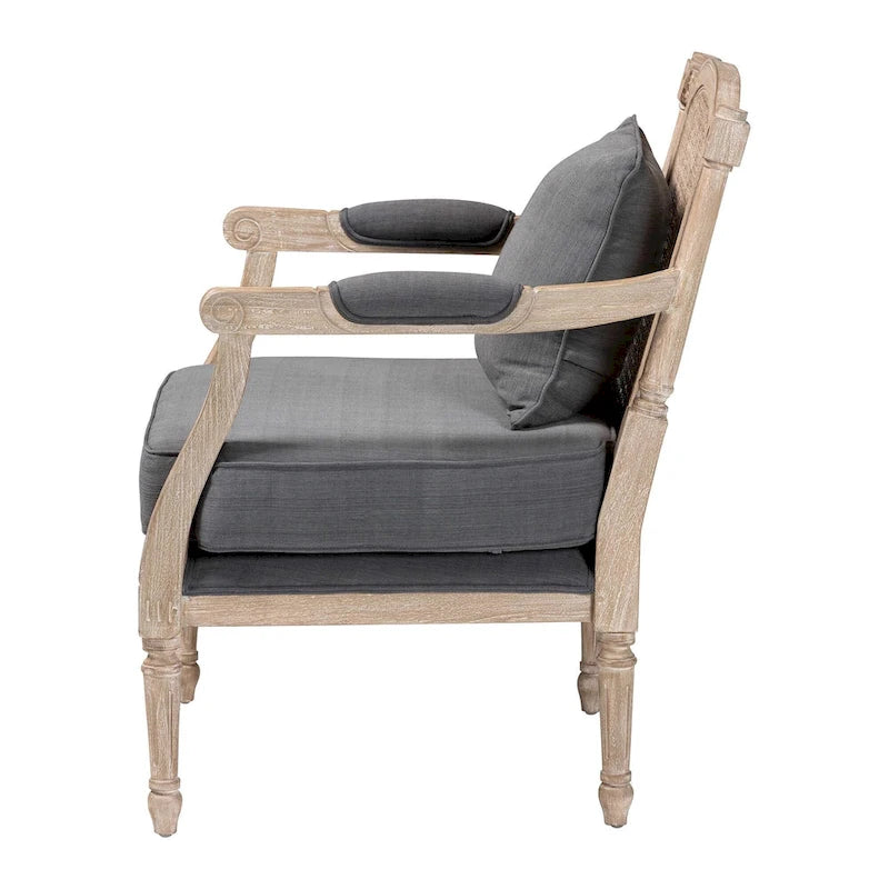 Fauteuil en bois rembourré en tissu de style provincial français Clemence