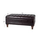 Grand banc de rangement capitonné en similicuir - Brun expresso